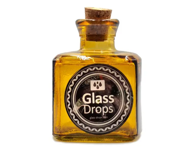 Διακοσμητικό Μπουκάλι με πώμα Glass Drops Cuadrada (5322DB411) Aπό 100% ανακυκλωμένο γυαλί, Xωρητικότητας 200ml, Διαστάσεων Ø 7 x Υ 10 cm, Yellow Gold 5322DB411 3