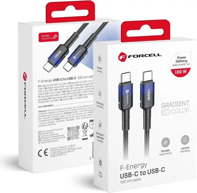 FORCELL F-ENERGY C357 cable Type C to Type C QC4.0 PD 5A 100W Gradient 1 m black 2