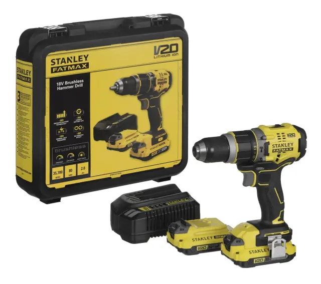 Stanley SFMCD721D2K - Δραπανοκατσάβιδο Μπαταρίας Κρουστικό 18V σε Βαλίτσα Μεταφοράς με 2 Μπαταρίες 2Ah (2x 2Ah)