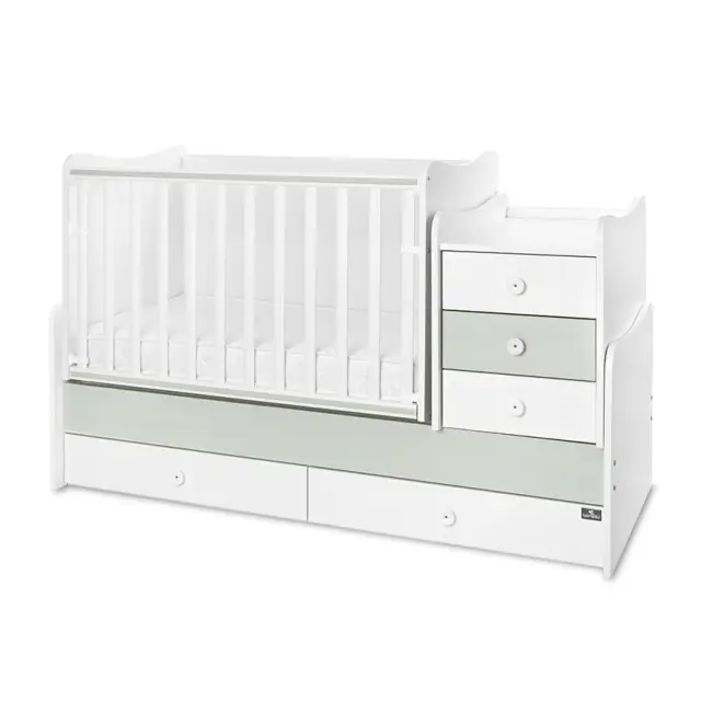 Lorelli Πολυμορφική κούνια - κρεβάτι "Maxi Plus" 70/160 TRIO White - Milky green Πράσινο