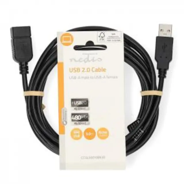 Καλώδιο USB High-Speed Α αρσ. - USB A θηλ., 3.00m. 3