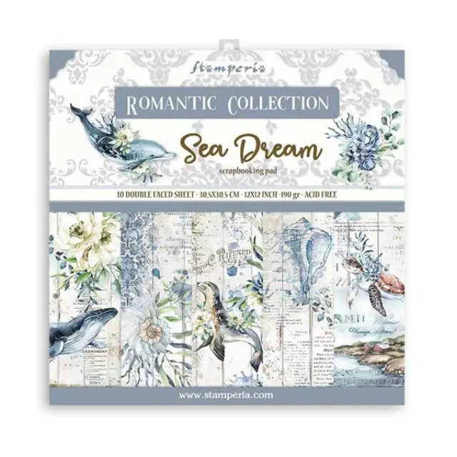 Σετ 10 Χαρτιά Scrapbooking Stamperia Διπλής Όψης - Romantic Sea Dream - 30x30cm