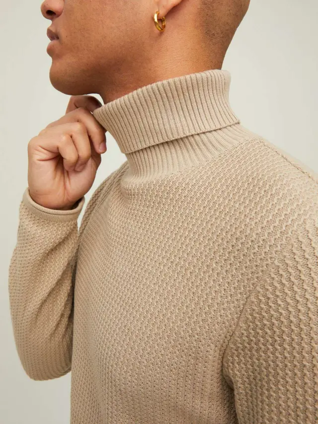 JPRBLUCARLOS KNIT ROLL NECK Oatmeal 3