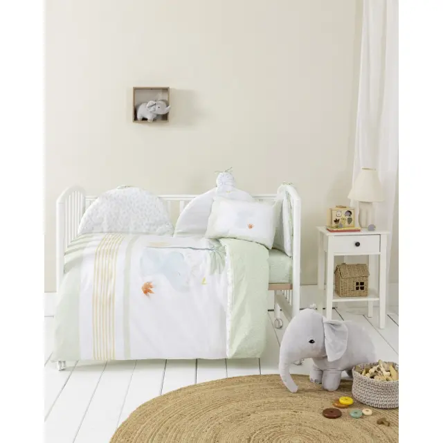 Πάντα Κούνιας 40x200 Nima Nature's Kiss White-Green 100% βαμβακερό 2