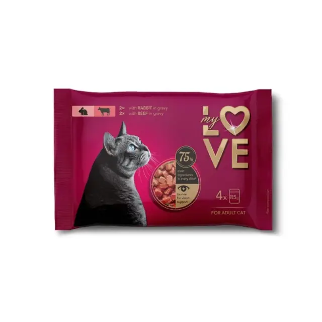 My Love Multipack 4x85gr 2x Κουνέλι σε σάλτσα – 2x Βοδινό σε σάλτσα 340gr