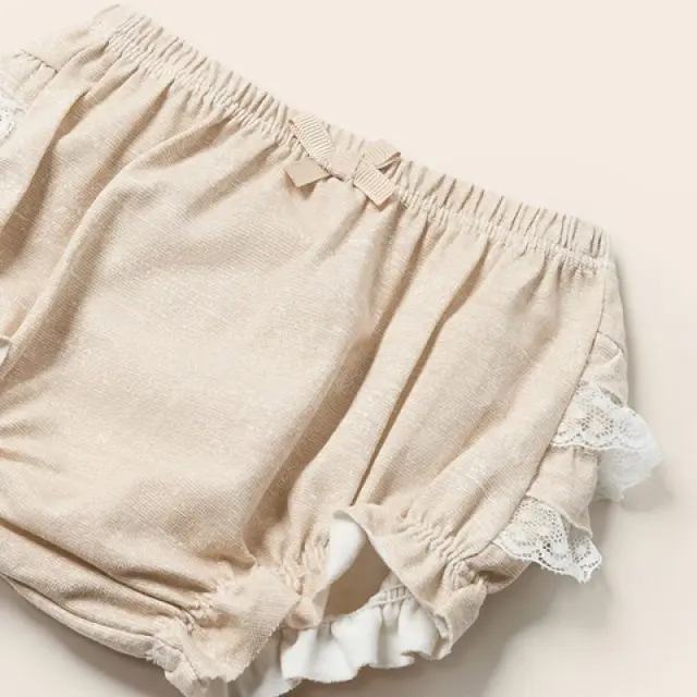 Baby 6 μηνών έως 4 ετών Βρακάκι με βολάν από βιώσιμο βαμβάκι μπεζ 3