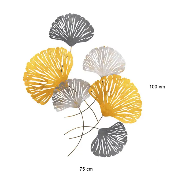 Διακοσμητικό τοίχου Metal Flower Megapap μεταλλικό χρώμα bronze - ασημί 75x100εκ. 2