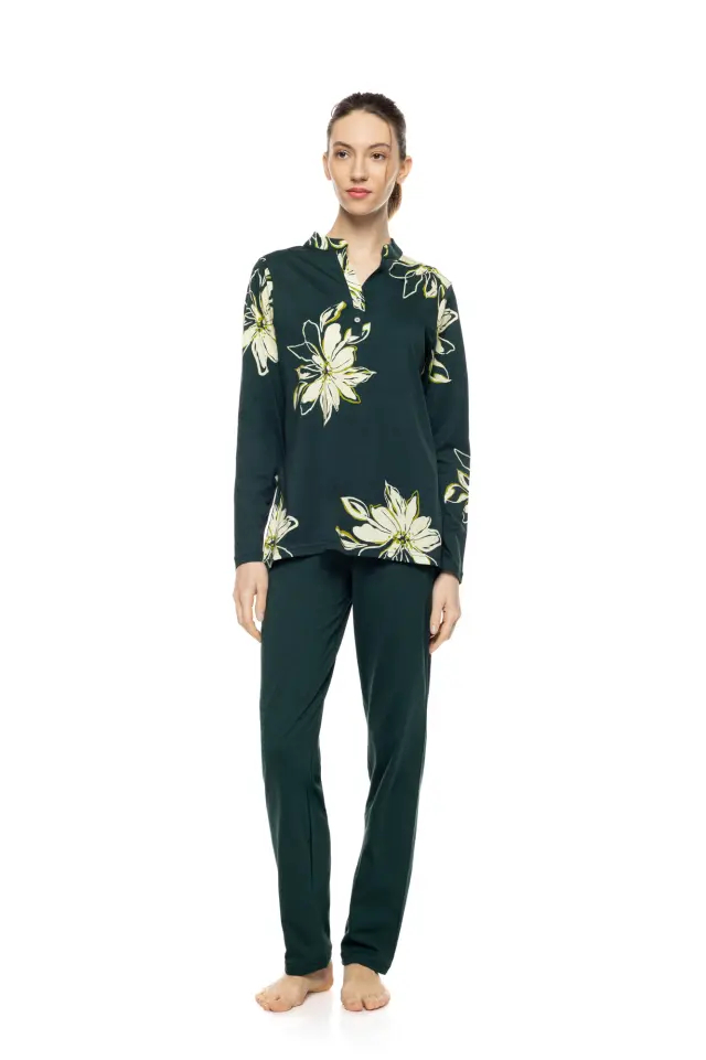 Pink Label Pyjama Emerald Flower σετ γυναικεία χειμερινή πυτζάμα W1921-1