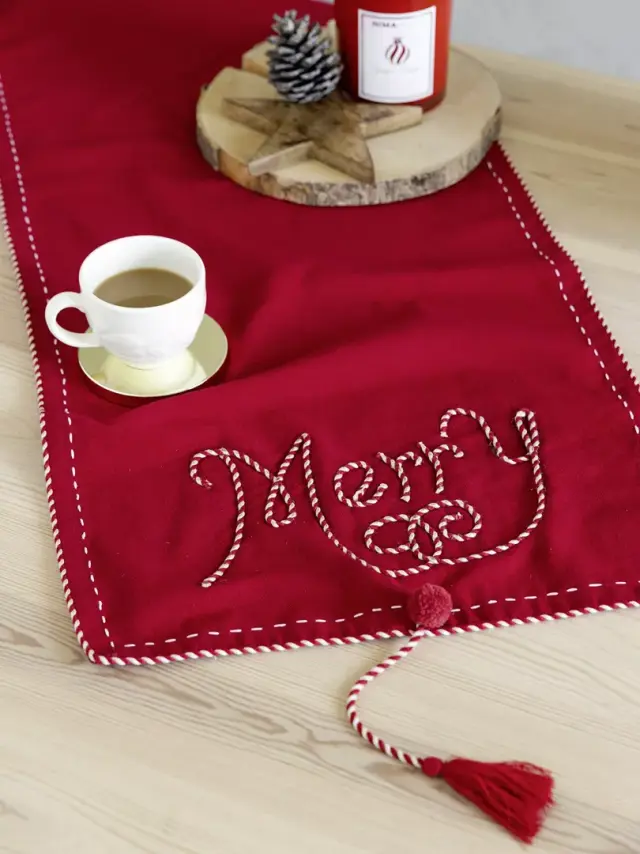 Runner Merry Xmas Κόκκινο Runner 40x160