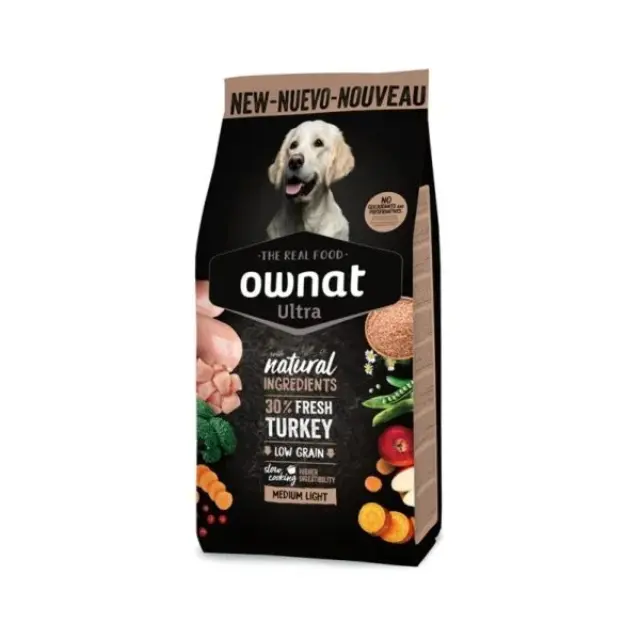 Ownat Ultra Dog Low Grain Medium Light Turkey & Vegetables 12Kg Μονόχρωμο