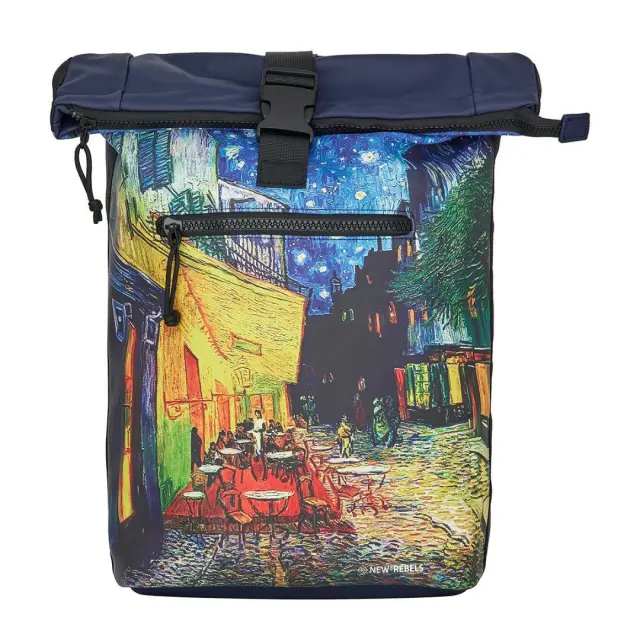New Rebels Mart Art Roll-Top Backpack (L): Cafe Terrace at Night 3