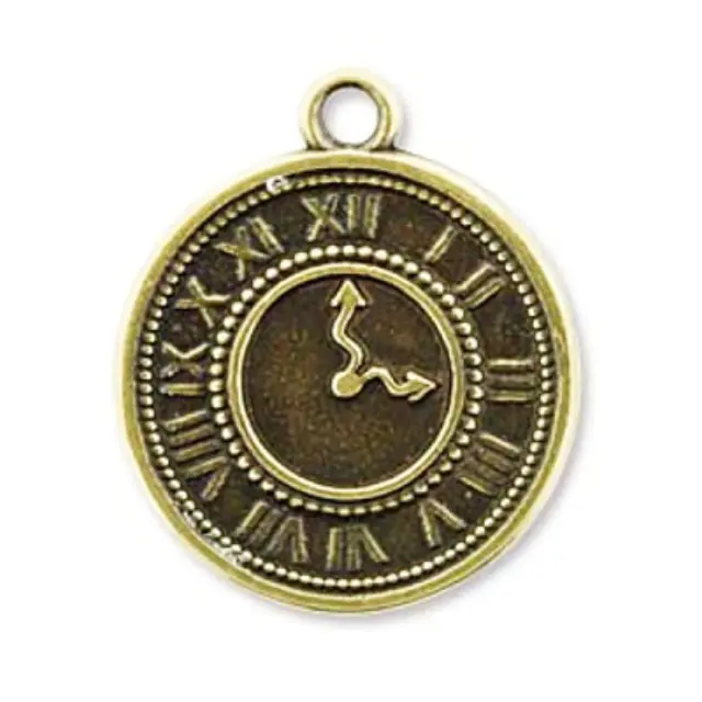 Χυτό Pewter - Solid Roman Clock 17mm - Antique Brass - 1τεμ