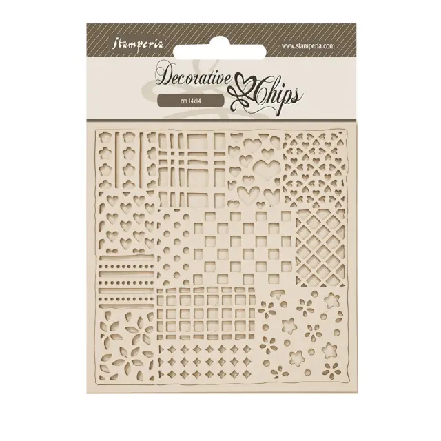 Chipboard Stamperia 14x14cm, Family, Patchwork