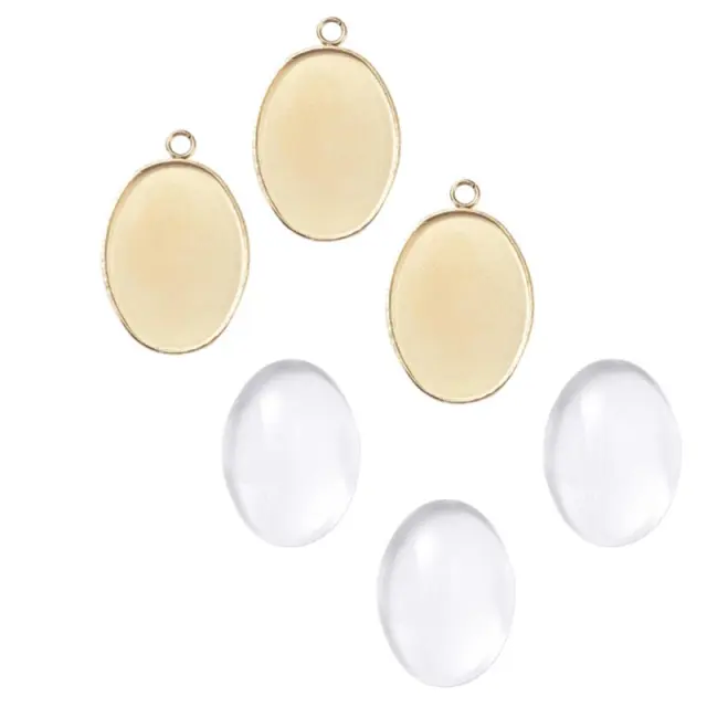 Καστόνι Κρεμαστό Ανοξείδωτο Ατσάλι 304 Golden 22x14mm με Καμπουσόν - 5τεμ