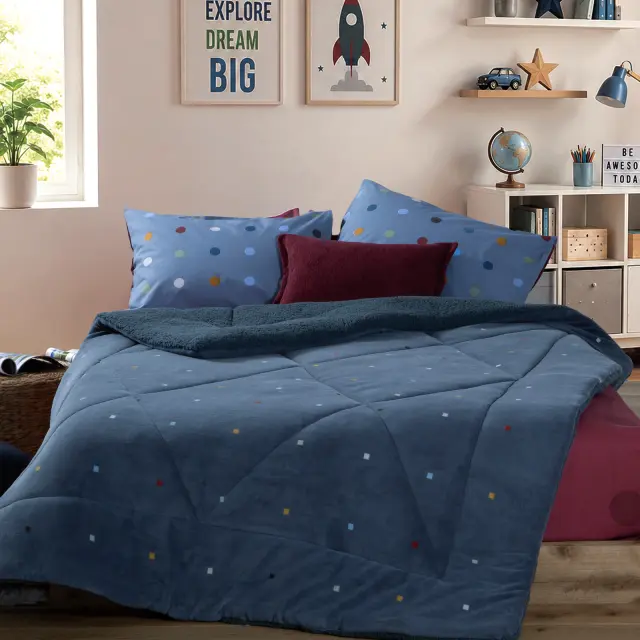 Κουβερτοπάπλωμα Παιδικό Μονό Dots Blue 160x220 Nef Nef Homeware, ΥΦ:100% ΠΟΛ-ΓΕΜΙΣΜΑ:100% ΠΟΛ.-ΠΙΣΩ:ΓΟΥΝΑ - BLUE (040955) 2