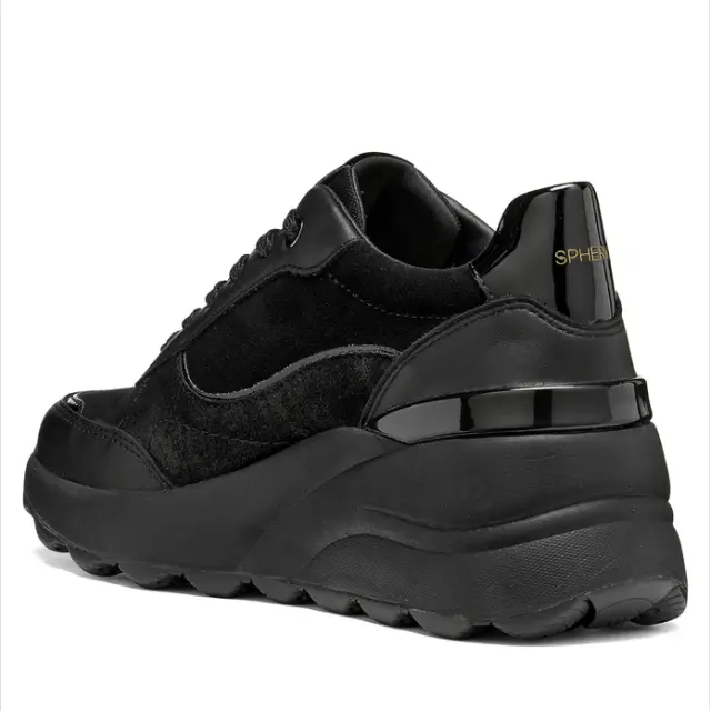 Γυναικεία Ανατομικά Δερμάτινα Sneakers Geox Spherica D65WAB 02285 C9999 Μαύρα Μαύρο - 37 3