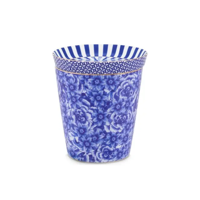 Pip Studio Πορσελάνινη Κούπα 230ml με Καπάκι/Σουβέρ: Royal Flower Blue