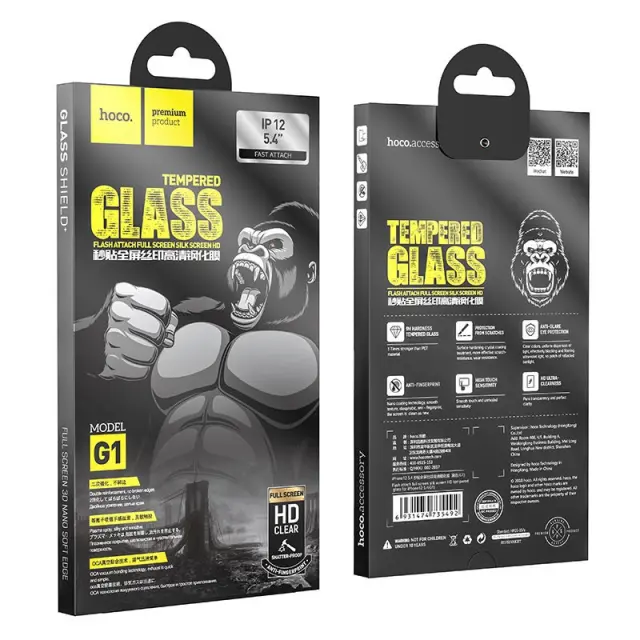 Tempered Glass Hoco 0.33mm Flash Attach Full Silk Screen HD για Apple iPhone 12 Mini Μαύρο 2