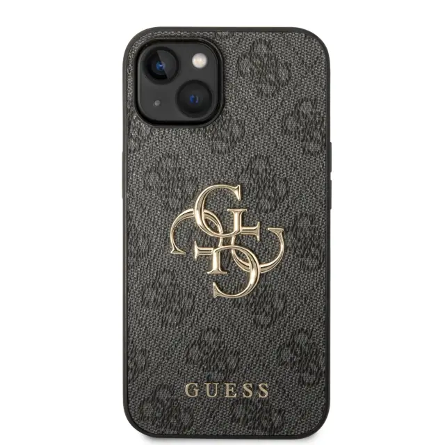 Guess PU 4G Metal Logo Case for iPhone 15 Grey 3
