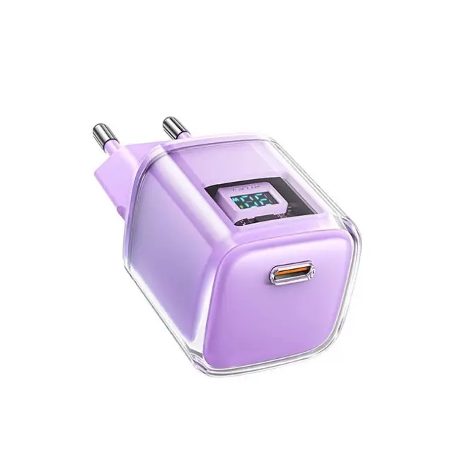 Acefast Φορτιστής A53 PD 30W GaN USB-C with Display Purple