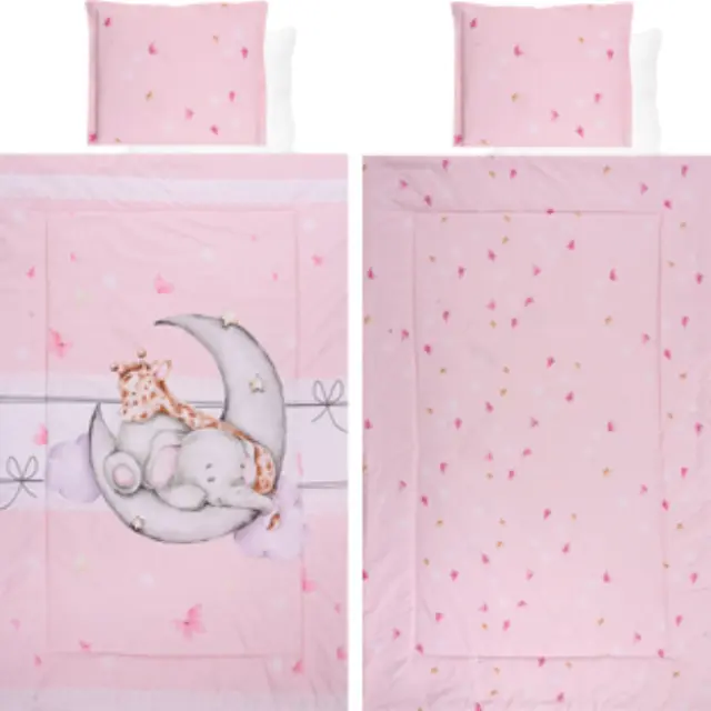 Σετ προίκας μωρού για κούνια " Ranforce" 4 τμχ Butterflies pink Ροζ