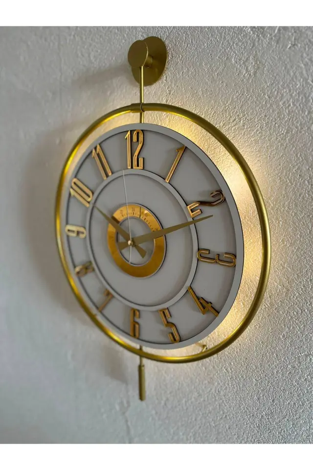 Stewehome Μεταλλικό διακοσμητικό τοίχου με led ιδανικού μεγέθους στρογγυλό σκανδιναβικού στιλ 40x50 cm 2