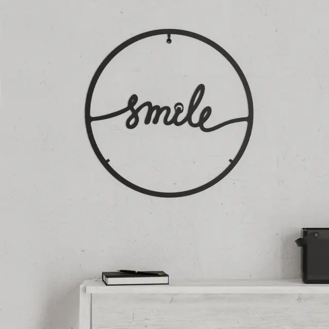Διακοσμητικό τοίχου Smile Megapap μεταλλικό χρώμα μαύρο 45x2x45εκ.