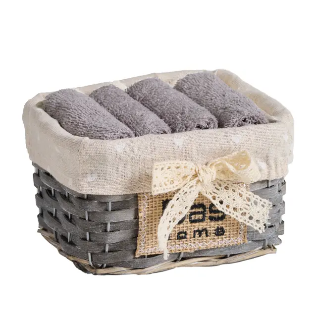 Σετ 4 Τεμ Λαβέτες 30x30 Soft Das Home 4001 Grey 100% βαμβακερό