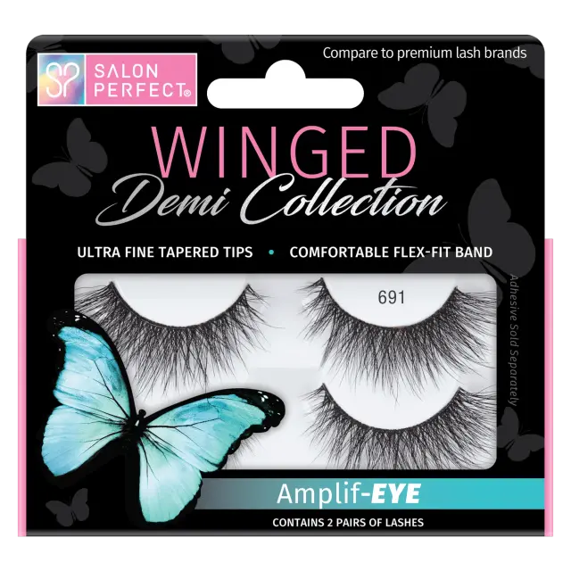 Salon Perfect 2 Ζευγάρια Βλεφαρίδες Μετρίου Όγκου Winged Lash 691 - Μαύρες