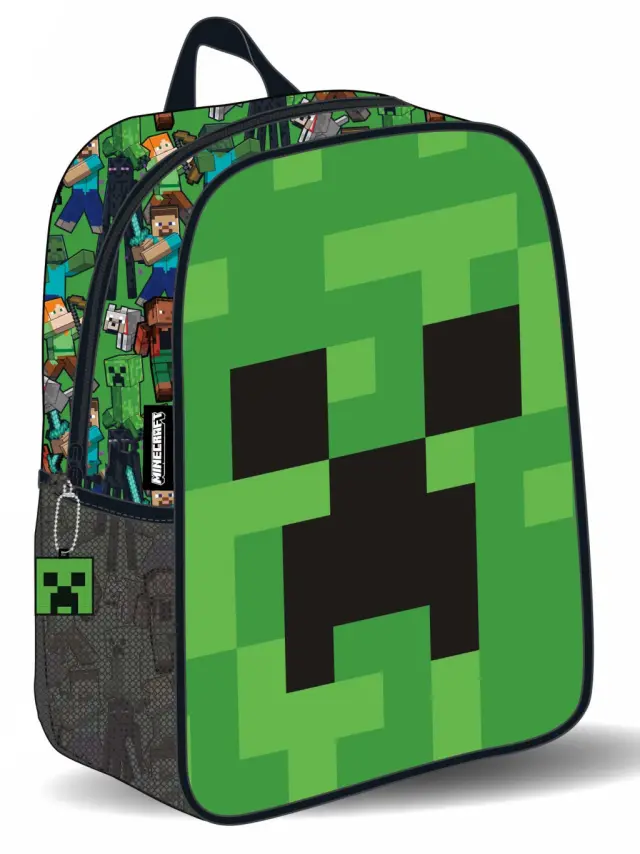 Minecraft Face 3D Παιδικό Σακίδιο Πλάτης με 1 Θήκη 30×24×8 cm