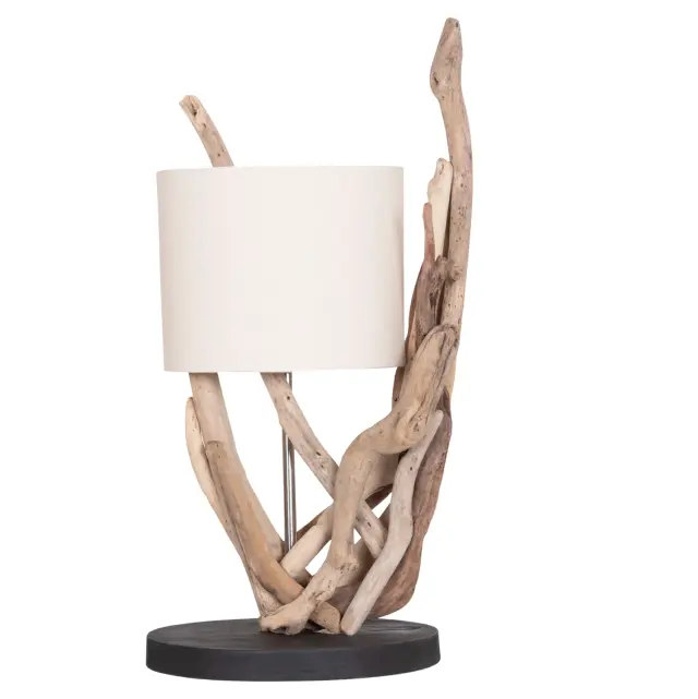 Επιτραπέζιο φωτιστικό Bramble Driftwood & λευκό καπέλο Φ28x65 εκ.