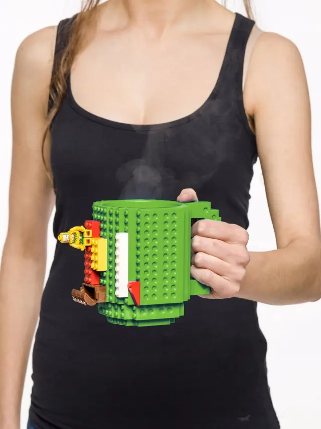 Πλαστική Κούπα Τύπου Lego - Πράσινη 2