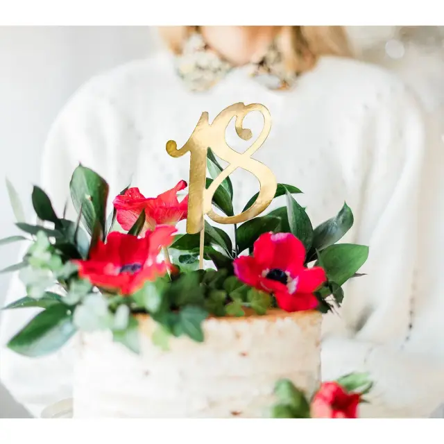 PartyDeco Cake Topper - 18 - Χρυσό 2