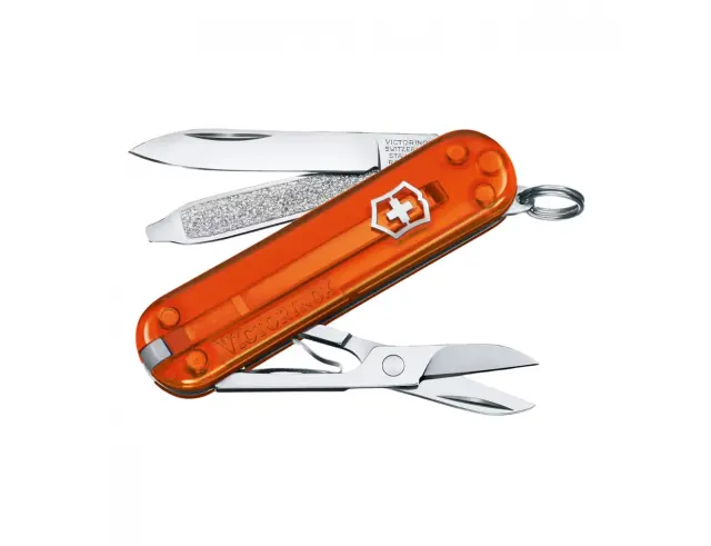 Ελβετικός Σουγιάς Victorinox Classic SD Transparent με 7 λειτουργίες και μήκος 5.8cm - Fire Opal0.6223.T82G