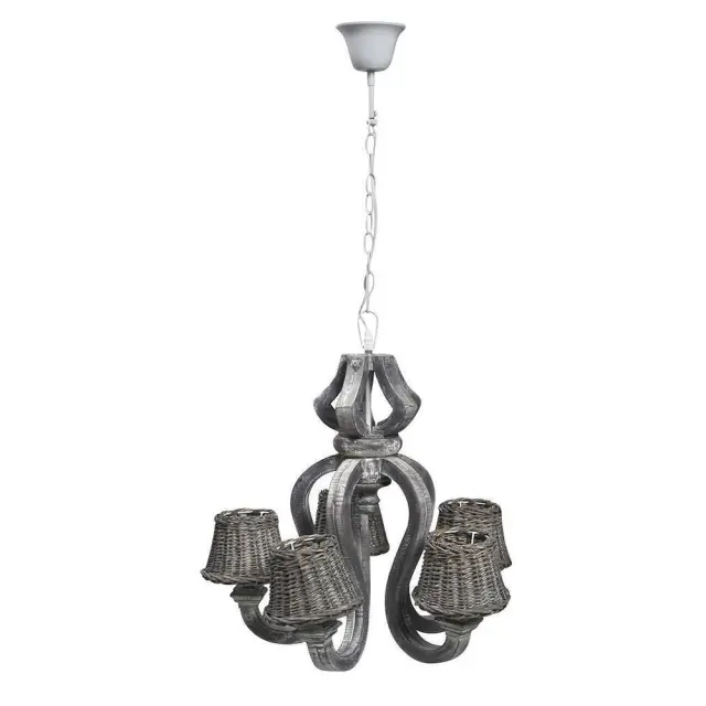Πολυφωτο ξύλινο Γκρι με Rattan Καπέλα 58x58cm Espiel RIN309