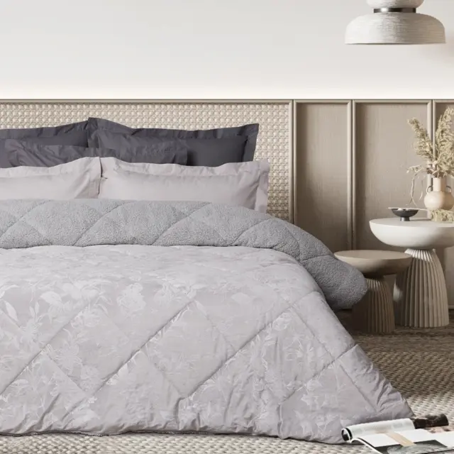 Κουβερτοπάπλωμα 220x240 Υπέρδιπλο 680gsm Das Home 1376 Grey 100% Πολυέστερ