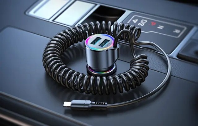 Φορτιστής αυτοκινήτου Joyroom JR-CL25, 2x USB + καλώδιο Lightning (μαύρο) 2