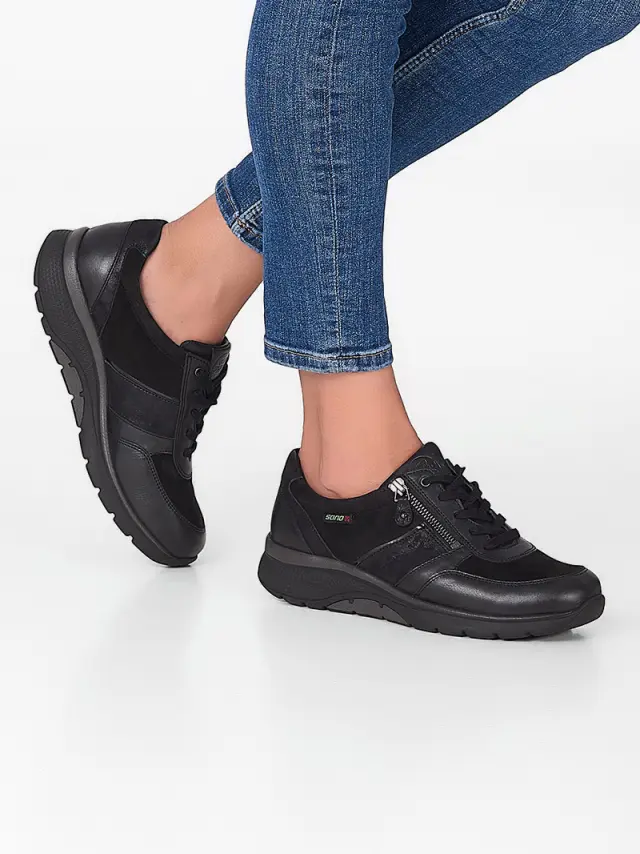 Mephisto/Sano Sneakers Γυναικείο δέρμα/δέρμα Nubuck Μαύρο SAN/IZAE BLACK 2