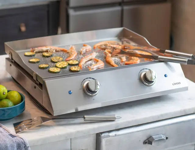 Ηλεκτρική Ψησταριά plancha Livoo DOC302 με ισχύ 2800W, ρυθμιζόμενο θερμοστάτη και επιφάνεια ψησίματος 51x36cm DOC302 2