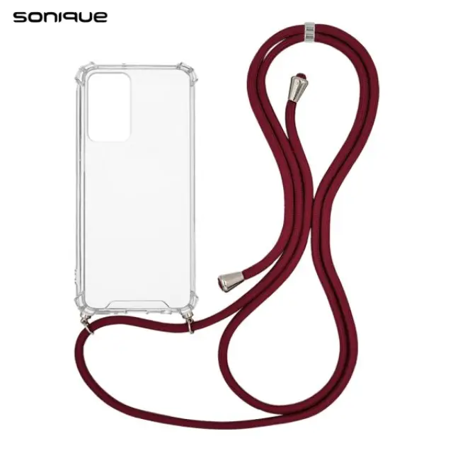Sonique Θήκη Σιλικόνης με Κορδόνι Armor Clear για Samsung Galaxy A23 - Μπορντό