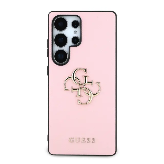Guess PU Grained 4G Metal Logo Case for Samsung Galaxy S25 Ultra Pink 3