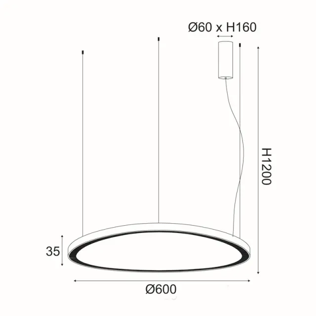 HARMONY-ΦΩΤΙΣΤΙΚΟ ΚΡΕΜΑΣΤΟ ΜΑΥΡΟ ΜΑΤ ΑΛΟΥΜΙΝΙΟΥ LED SMD 44W CCT 4670LM IP20 Φ600Χ1200ΜΜ / BR97LEDP60BKCCT 2