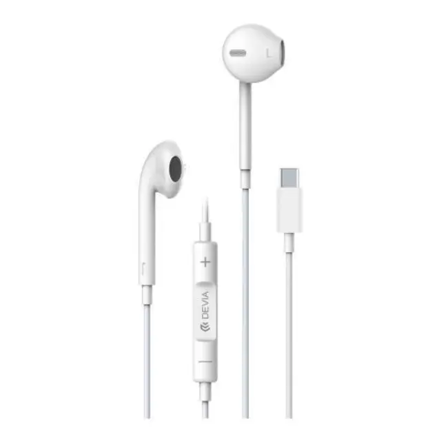 Hands Free Stereo Devia EM048 Earpods USB C με Χειριστήριο & Μικρόφωνο Smart Λευκό N59012