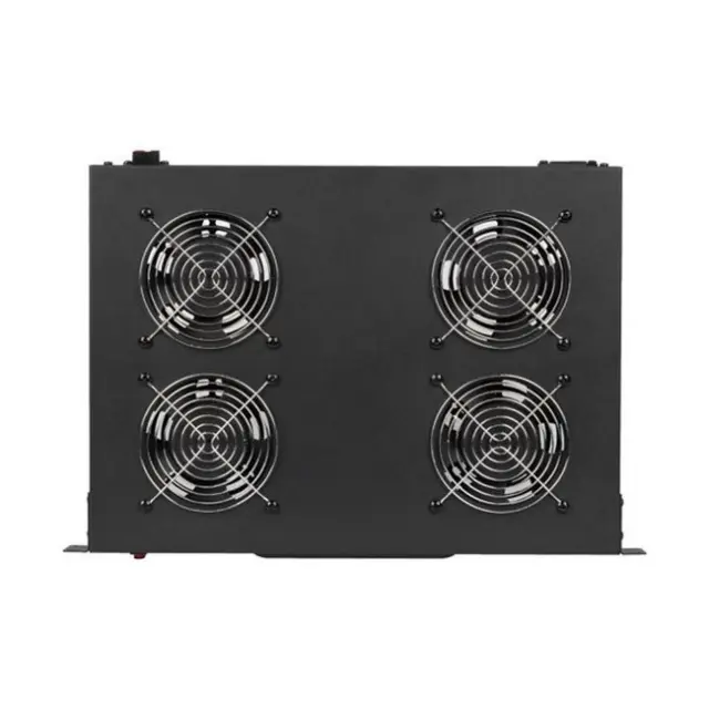Lanberg 19" Fan Unit Ventilation Panel with LCD 4 Fans & Thermostat 230V Black (AK-1503-B) 2