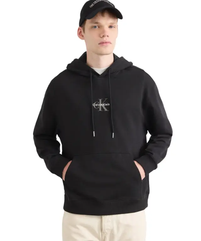 Calvin Klein - Ανδρική Φούτερ Μπλούζα με Κουκούλα 'Monologo' Regular Fit LV04RG279G-UB1 Μαύρο 2