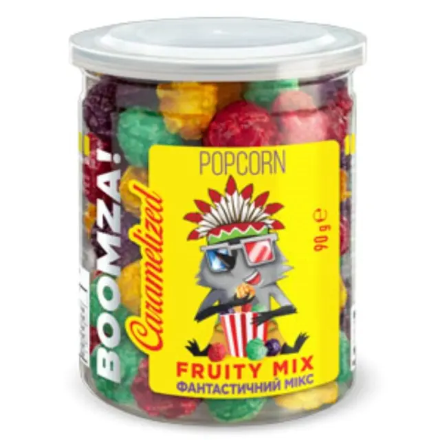 Boomza Caramel Pop Corn Royal Mix Fruits 90gr
