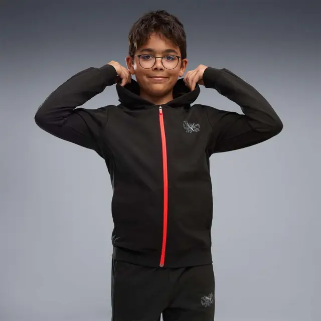Puma Boy's Active Sports Full-Zip Hoodie Μαύρο 529267-01 (Puma)