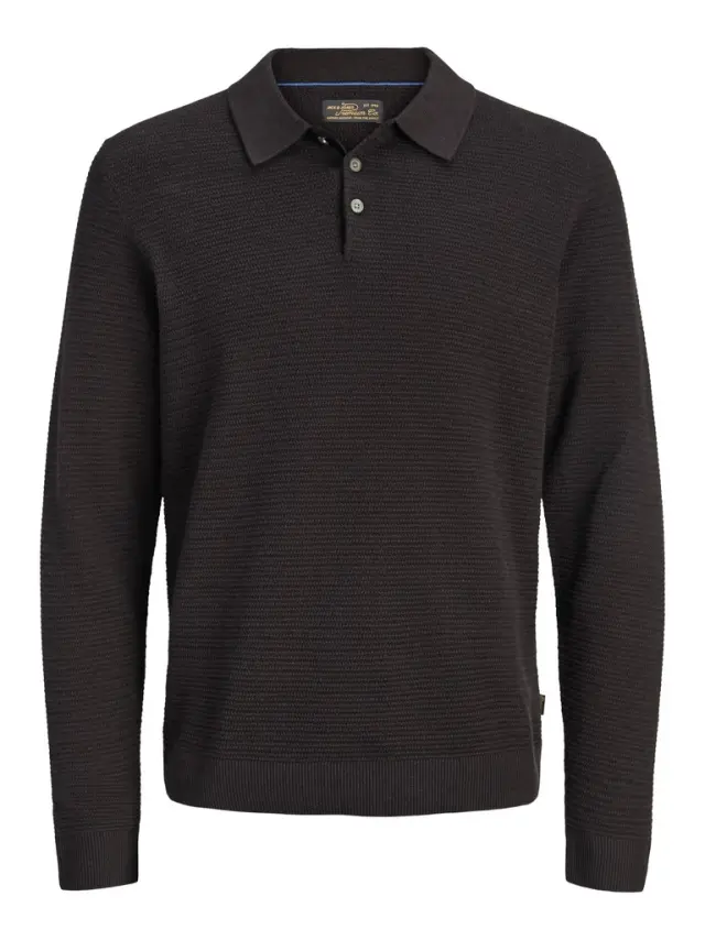 JPRBLURILEY KNIT POLO LS - Ganache