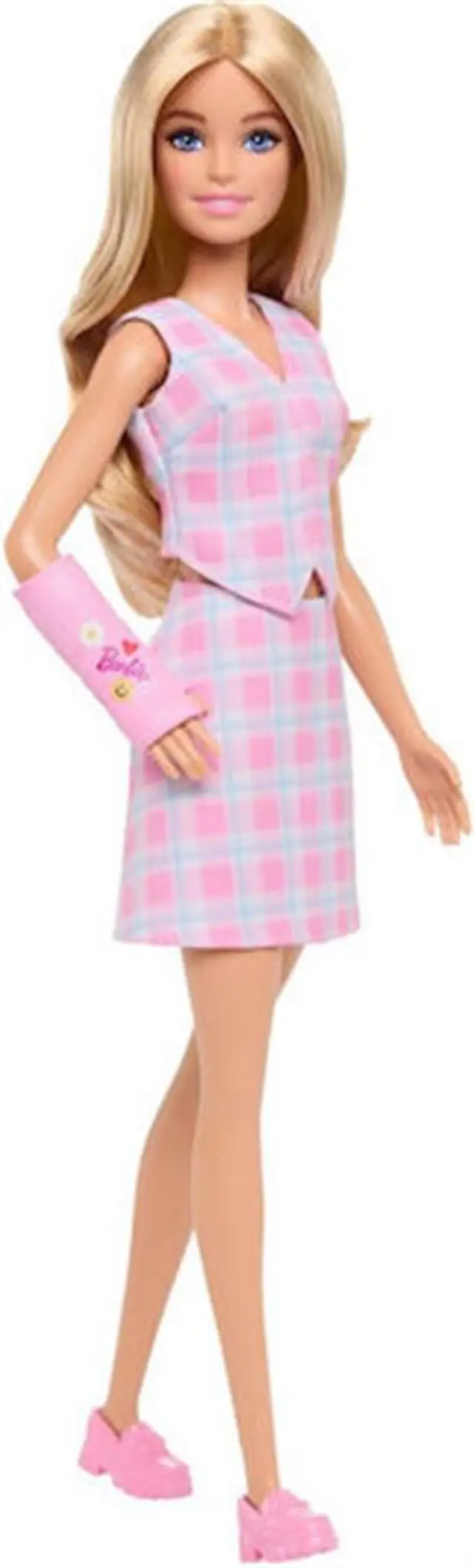 Barbie: Fashionistas - Pink Arm Cast and Plaid Top & Skirt Blonde Doll / JJN56 (Mattel)