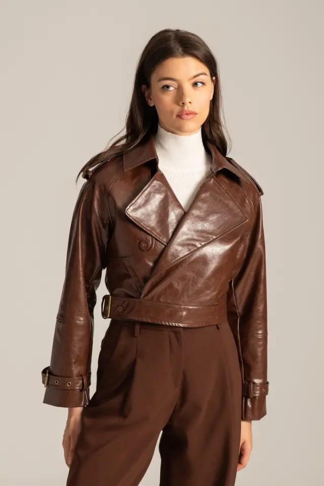Cropped biker τζακετ δερματίνη PENELOPE - XS 2